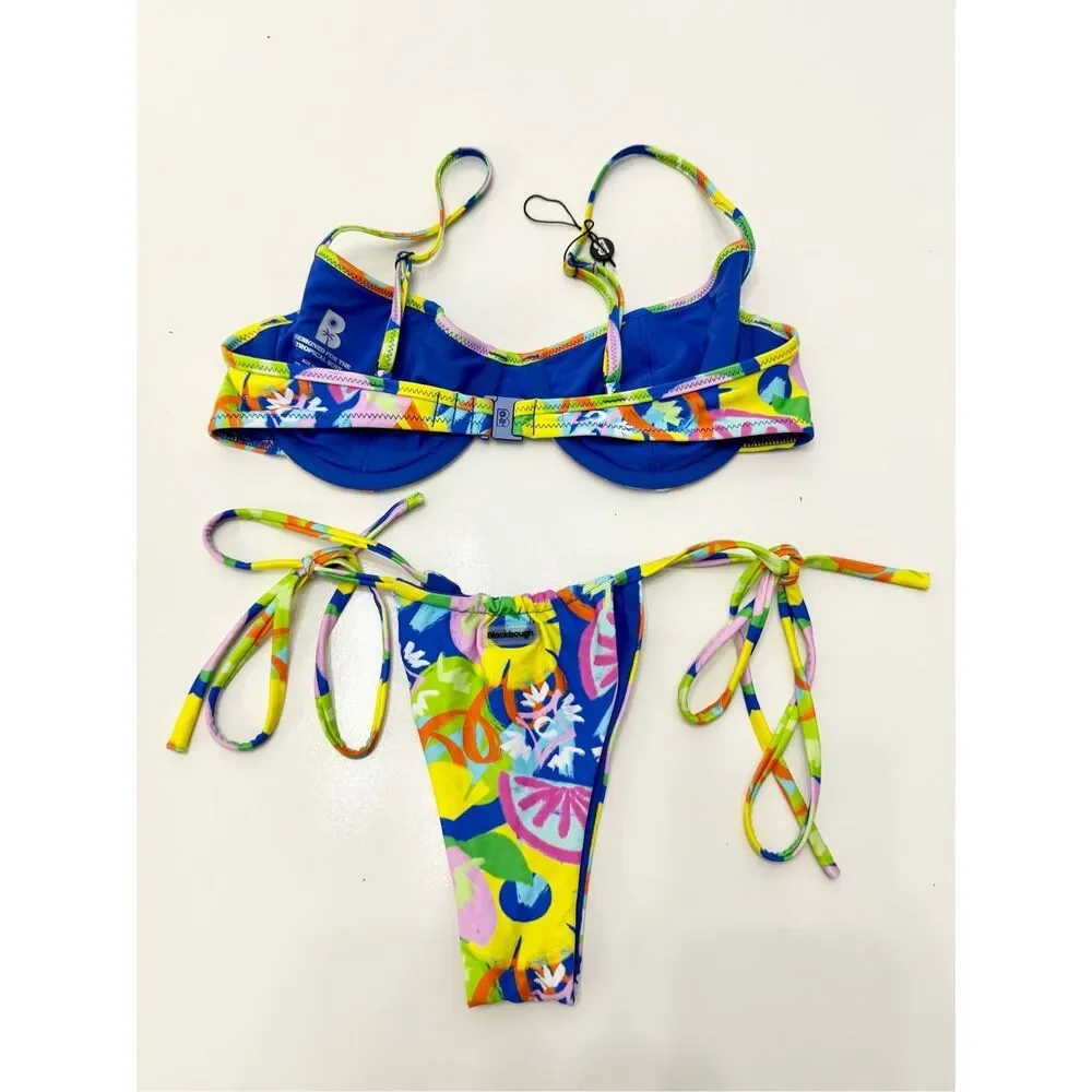 Blackbough Mardi Gras Fiona Top Angel Micro Bottom Bikini Set Small Medium‎ NWOT